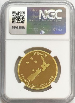 NEW ZEALAND GOLD NATIONAL TREASURE KIWI 1oz .9999 FINE COIN NGC MS
