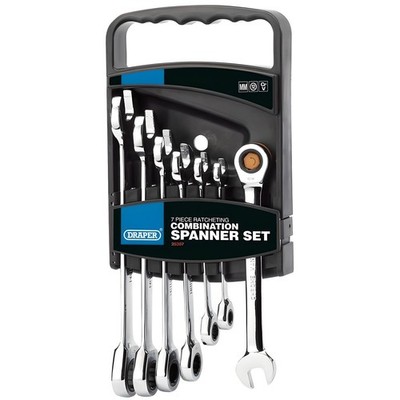 Draper HI-TORQ Ratschenschlüssel-Set 7-teilig metrisch 8-19 mm Kombination Cr-V 72 zu