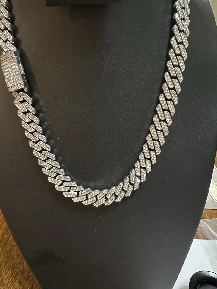 Sterling Silver Plated Simulated Diamond CZ Necklace Rhodium Plated 16” - Image 4 of 4