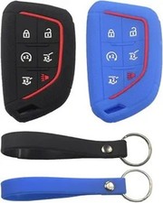 2Pcs Rubber Silicone 6 Buttons Smart Key Fob Cover Case Prot Color: Black Blue