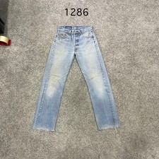 Vintage Levi  s 501 Jeans actual 28x28 Light Wash Blue Distressed USA 90