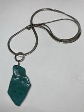18 STERLING SILVER SNAKE LINK TURQUOISE ABSTRACT GEMSTONE 925 NECKLACE 15g