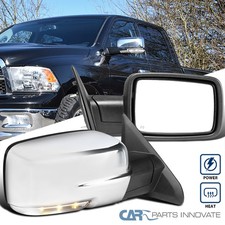 Fits 09-12 Dodge Ram 1500 Chrome Power Heat Side Mirrors Pair+LED Signal+Puddle