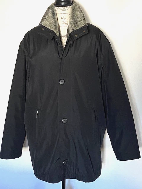 Santoryo Men Black Winter Parka, Detachable Warm 2nd Faux Fur Lining Size 2XX