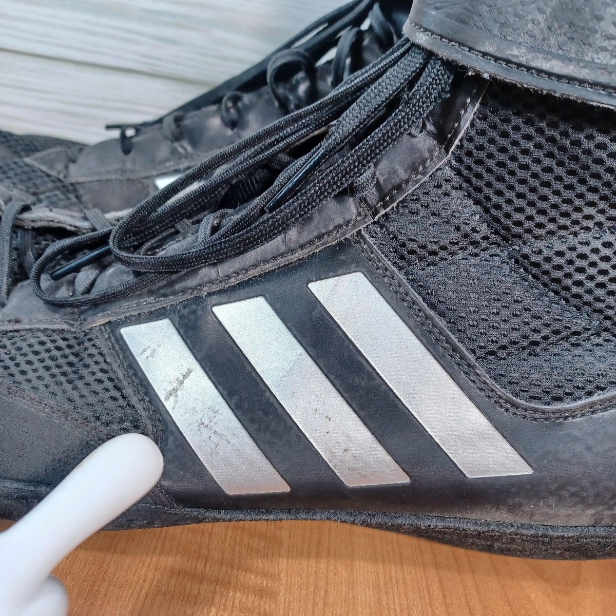Adidas Combat Speed 5 Shoes Mens 12 Black Silver Wrestling 