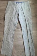 Tommy Hilfiger Mens Hall Modern Fit Linen Blend Suit Pants Gray 36x32