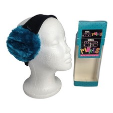 Vintage Totes Brand Stretch Mini Ear Muffs W/ Thinsulate Teal Fuzzy Furry 1991