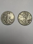2 Walking Liberty Silver Half Dollar Coins, Dates: 1942, ONE DAY SHIPPING