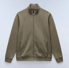 Napapijri Geographic Balis Jacket Mens M Fleece Full Zip Sweater Green Tea Leaf