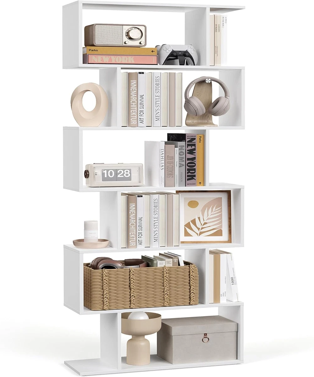 AT-VALY Libreria 6 Ripiani Moderna In Finto Marmo E Metallo - Altezza 182 Cm - Oro