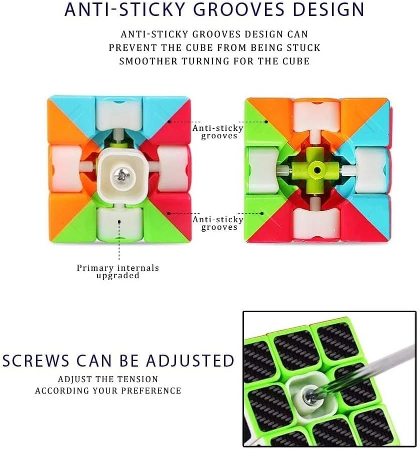 QY Toys Warrior W Speed Cube 3x3 — гладкая наклейка из углеродного волокна Magic Cube 3x3x3 - Изображение 3 из 4