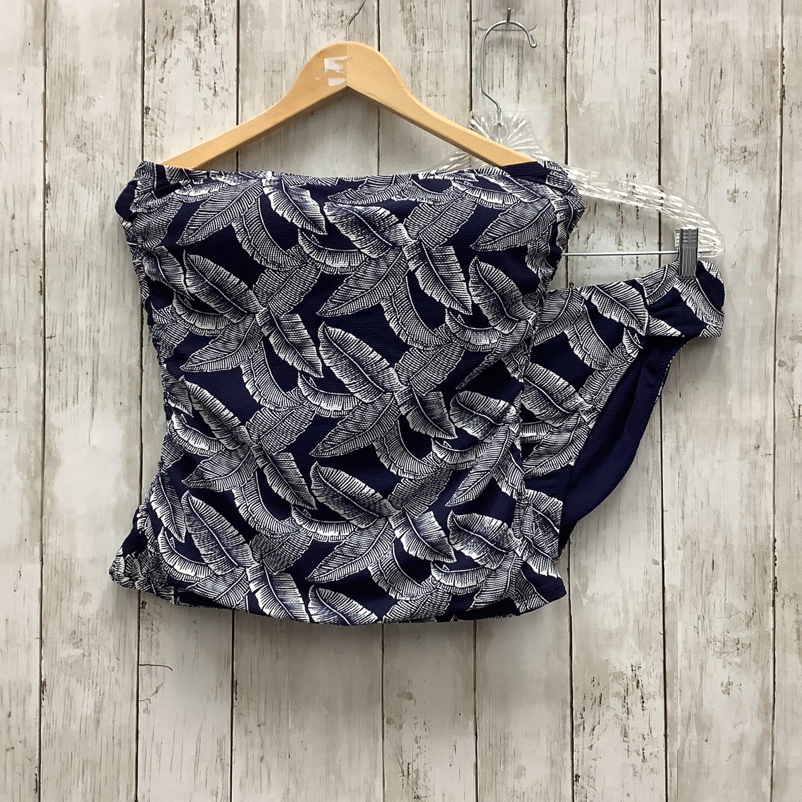Tommy Bahama Island Cays Palms 2pc Bathing Suit Navy Blue White Tropical Size LG
