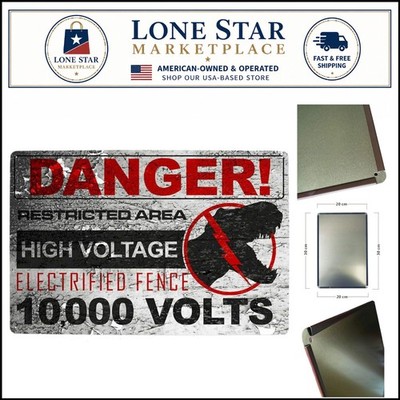 8x12 Vintage Metal Warning Sign - High Voltage Raptor Wall Decor, Gift Idea