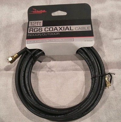 Rocketfish 12ft. RG6 Coaxial Cable Indoor/Outdoor Free US Shipping 