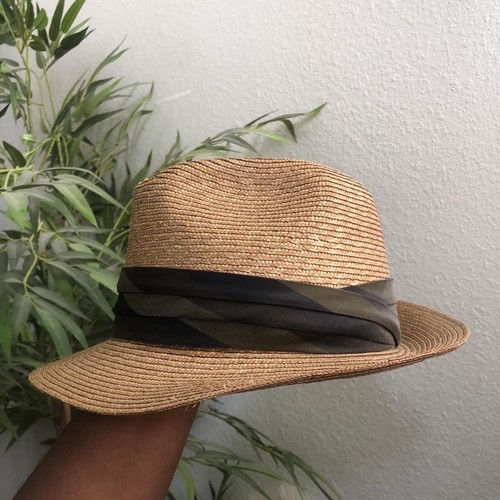 1960 Stevens Real Milan Casino Gambler Boater Panama Straw Fedora Hat 7 1/2 READ - Picture 3 of 8