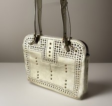 Authentic Bally Handbag Gold Sutuds Leather F...