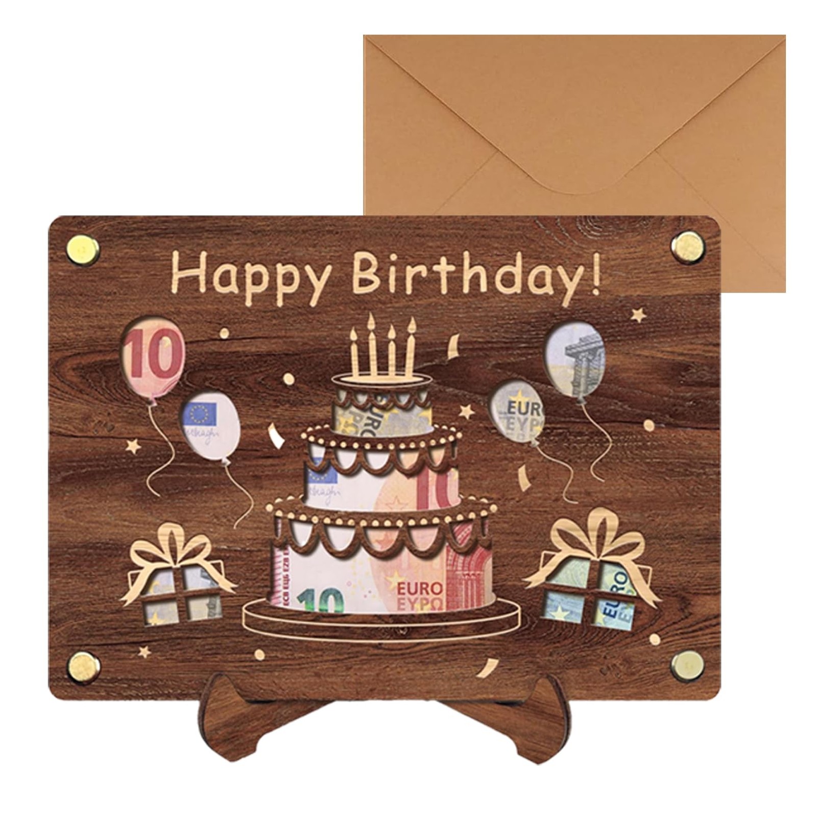 Carte en bois pour anniversaire gravée emballage cadeau de luxe