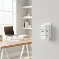 Multi-Plug USB Power Strip with 4 Charging Ports  1800J Surge Protection