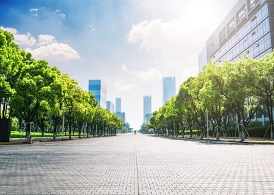 Modern Urban Landscape Wall Art Poster with Sunlit Avenue Home Decor