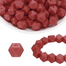 96Pcs Silicone Beads 14mm Hexagon Rubber Focal Beads Bulk, Earthy Brown