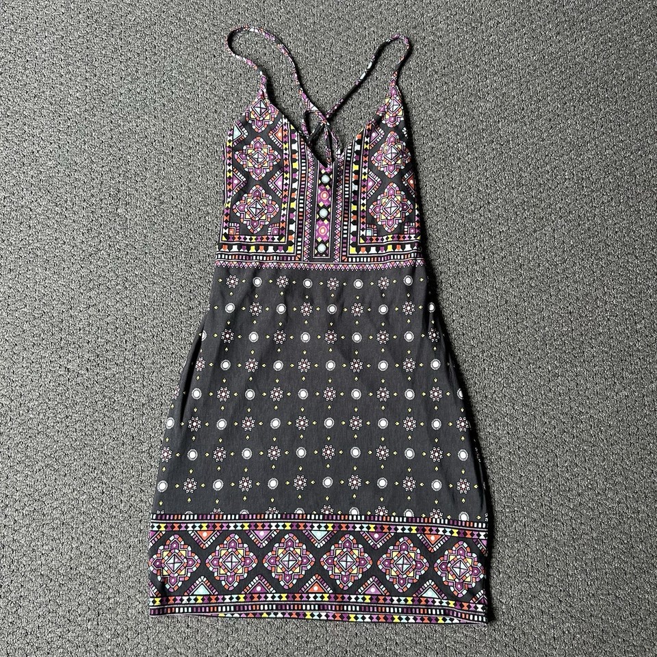 Tigerlily Geo Print Mini Dress Strappy Open Back Festival Bodycon Fits AU 6-8