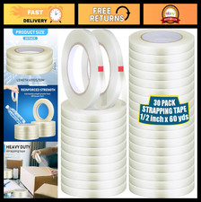 30 Rolls Heavy Duty Filament Strapping Tape 1/2" x 60 Yards, Transparent Fibergl