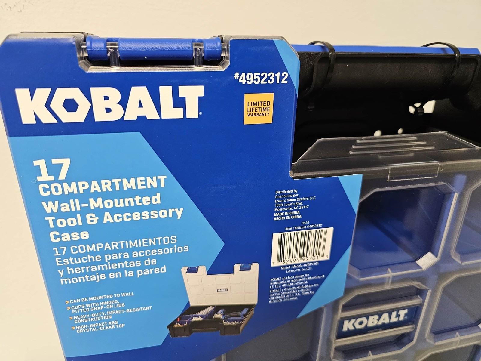 Kobalt 17-Compartment Wall Mounted Large Plastic Small Parts Organizer 4952312