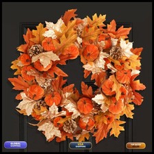 24" Fall Wreath for Front Door Outdoor Autumn Farmhouse Decor Pumpkin - MERRI