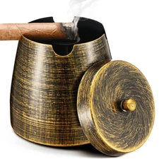 Cigar Ashtray with Lid for Outdoors Outside Patio Home Retro Decor,Large Hold...