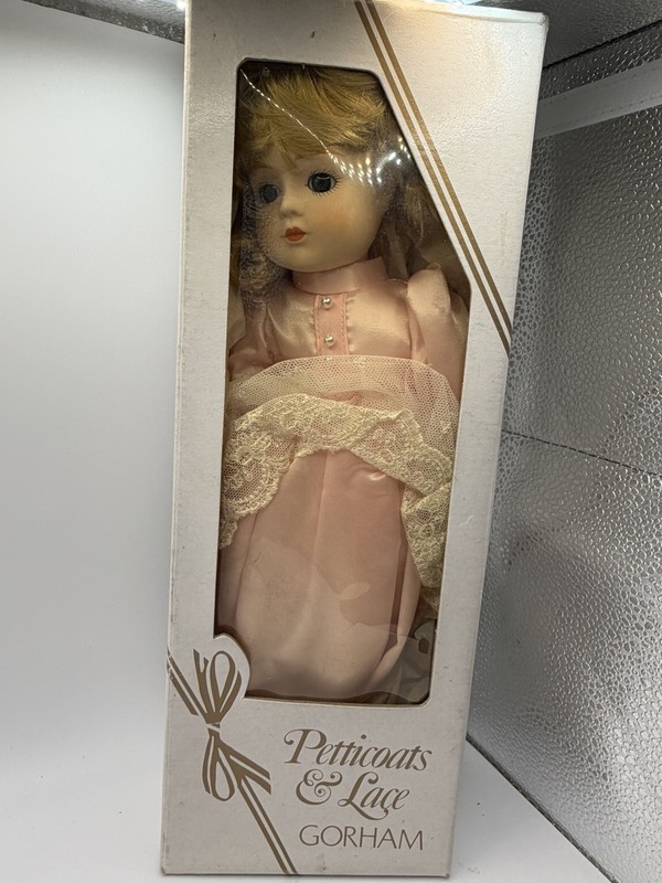 Vintage Gorham Petticoats & Lace Porcelain Doll In Box