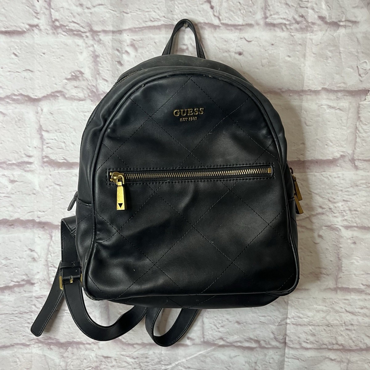 designer faux leather backpack Cute PU A classic criss GUESS Womens Small Black Faux