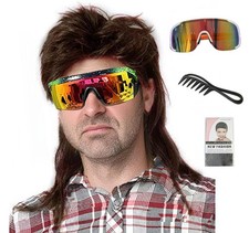 Traqur Mullet Wigs for Men Joe Dirt Emo Wig 80s 22.8 Inch, m2057-Dark Brown