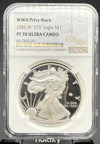 2020 W V75 WWII Privy mark. PF70 NGC ULTRA CAMEO American Silver Eagle