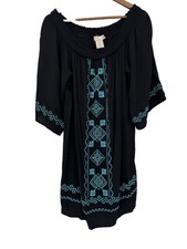 Flying Tomato Off Shoulder Dress Black Embroidered festival boho plus 1X western