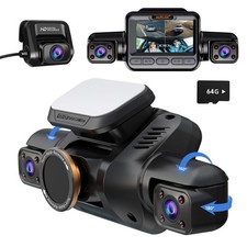 Dash Cam 4 Channel Front and Rear Inside, 360° Car Camera 4K UHD, Dash Camera...