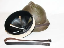 Leather black liner helmet Adrian 26, chinstrap WW2