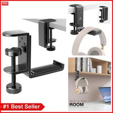 Under Desk Headphone Hanger Clamp On Foldable Aluminum Headset Holder Space