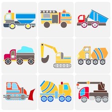 FINGERINSPIRE 9 Pcs Cartoon Cars Stencil, 7.9x7.9" PET Geometric Car...
