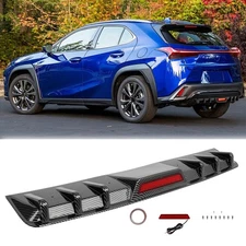 Carbon Rear Bumper Diffuser Lip Spoiler Trim w/ LED Light For Lexus UX200 UX250h