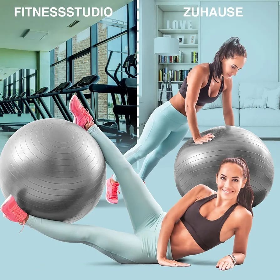 Pelota de Gimnasia 65 cm con Bomba - Fitness, YogaPelota suiza para pilates,...