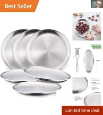 Kid-Safe 6-Piece 8-Inch Stainless Steel Dinner Plates - Reusable  Durable