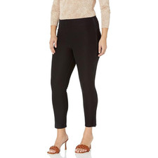 Lyss Park Legging Women Large Black Denim Flat Front High Waisted Cropped NLW42