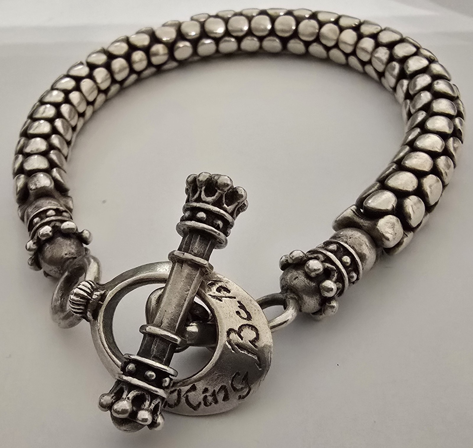 Massive King Baby Sterling Silver Snake Link Bracelet… - Gem