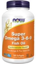Super Omega 3-6-9 Fish Oil 180 Softgels By Now Foods