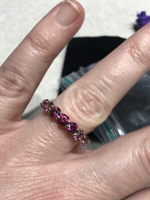 Designer TJC J Francis Swarovski 925 sterling silver Pink Half Eternity Ring