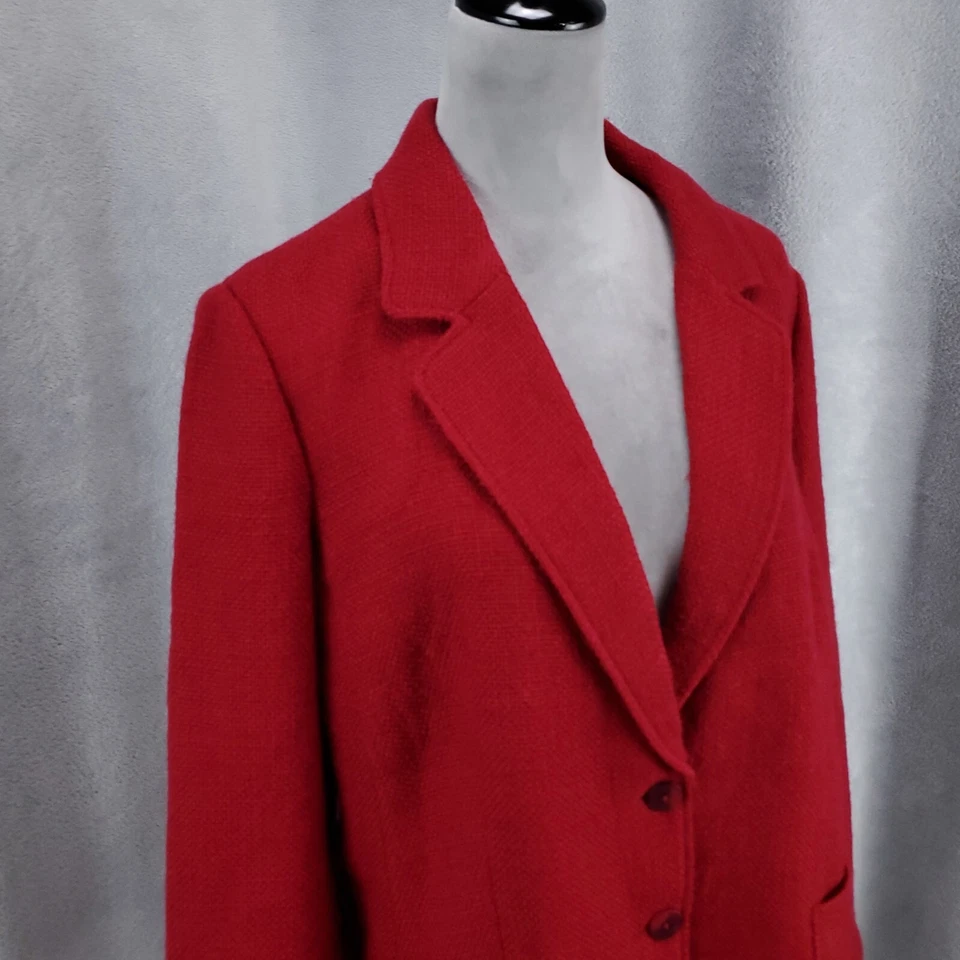 J Jill Blazer Jacket Womens L Red Wool Blend Lined 2 Button Up Business Office - Image 2 of 4