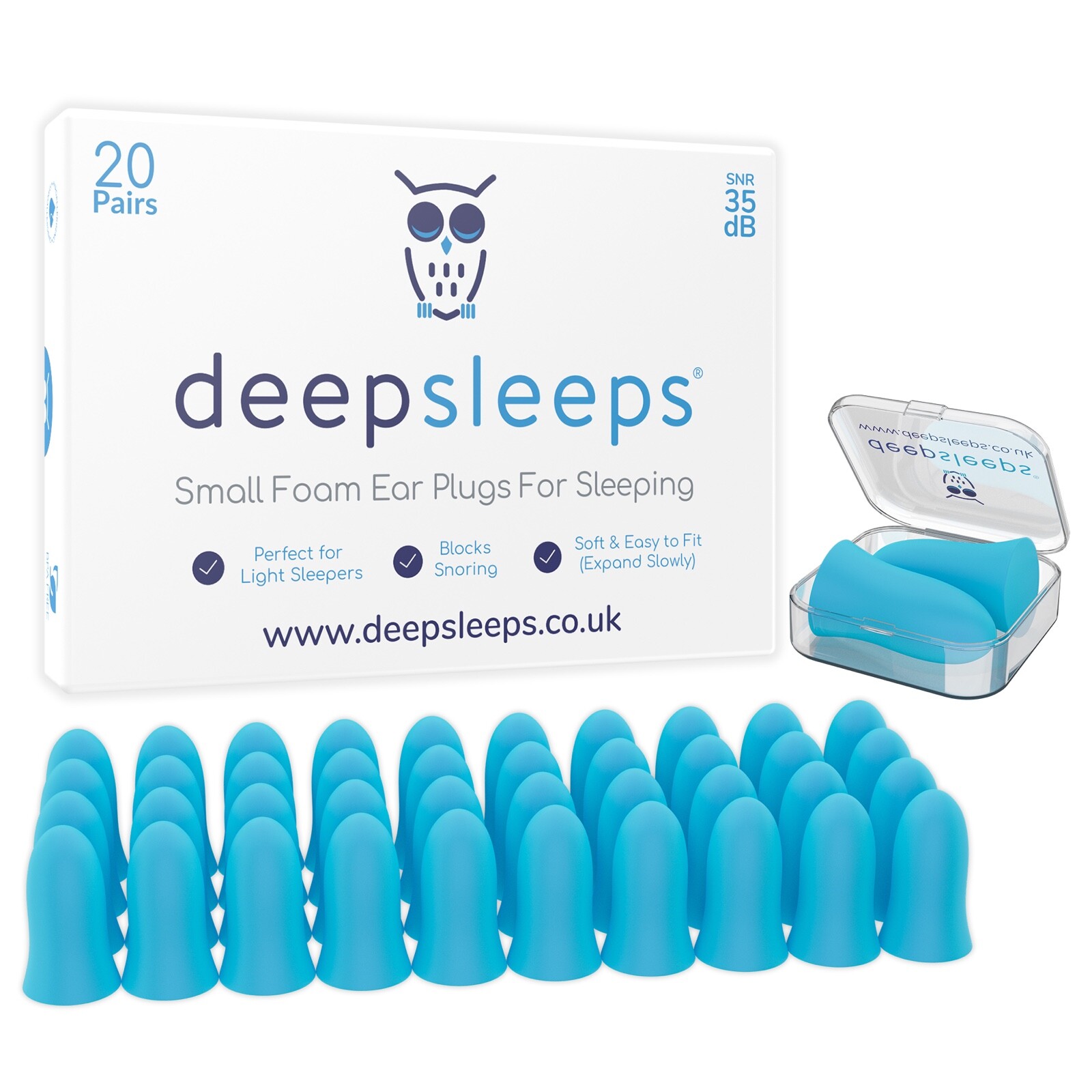 Small Ear Plugs Sleep 40 Soft Foam Earplugs For Sleeping 35dB by Deep