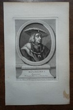 MAXIMILIAN I EMPEROR. PORTRAIT. ORIGINAL ENGRAVING. 1760