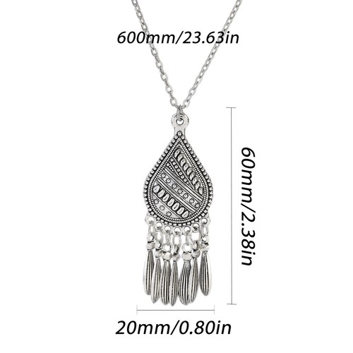 Retro Tibetan Silver Color Necklace Earring Set for Women Bijoux Indian Jewelry - Picture 6 of 6
