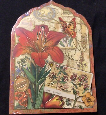 Punch Studio Notepad with 75 Illustrated Sheets Red Lily Design